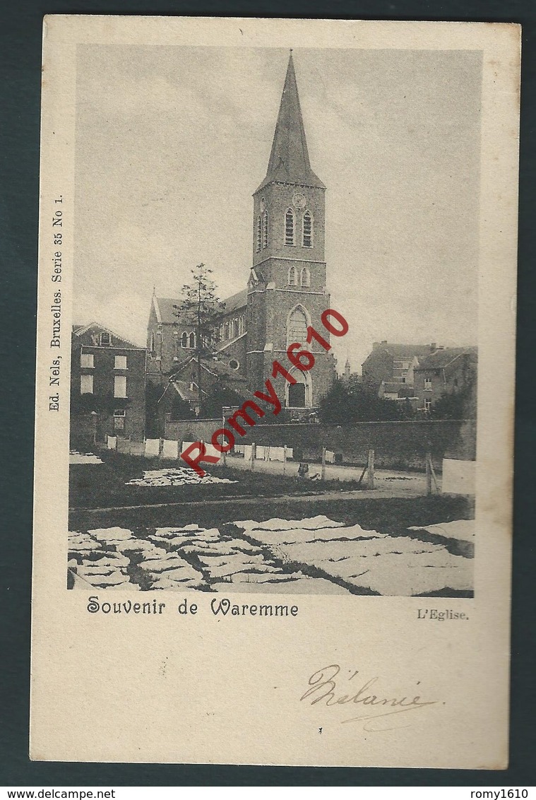 WAREMME. L'Eglise. Nels, Série 35, N°1.  (Jour De Lessive...) 2 Scans. - Waremme