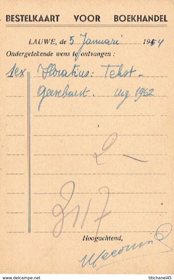 Postkaart Publicitaire LAUWE 1954 - J. DECONINCK - Boekhandel - Menen