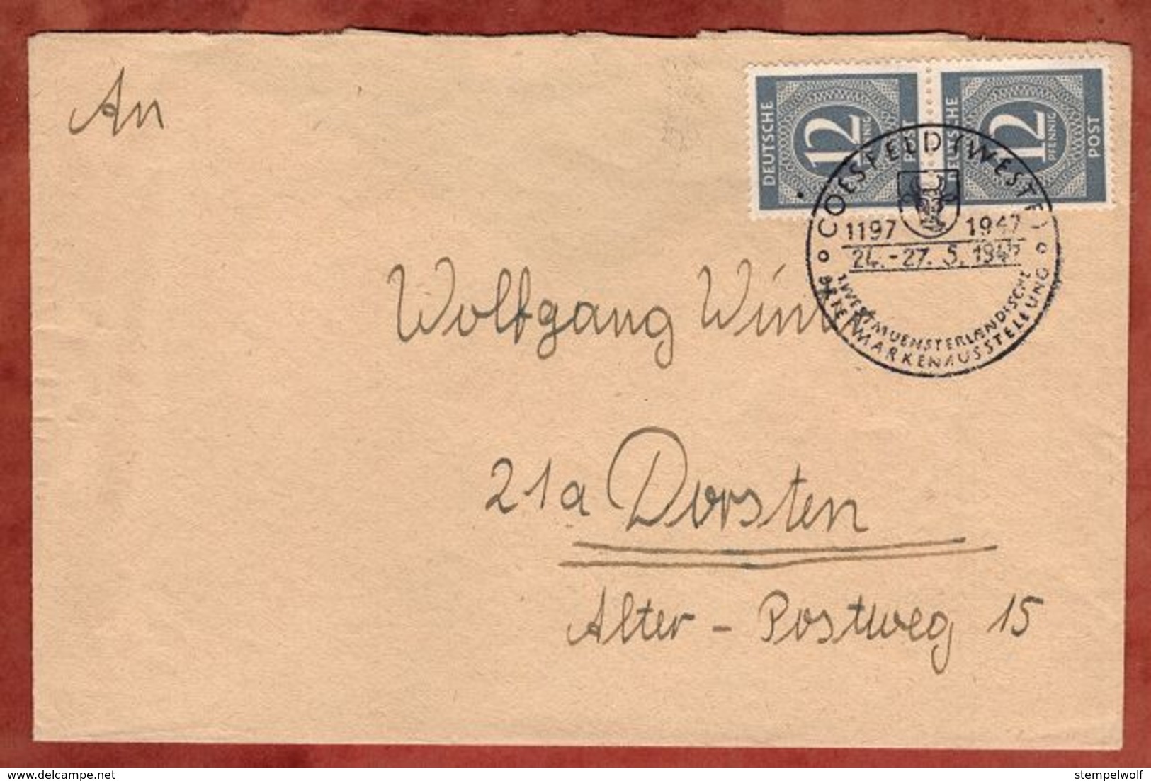 Brief, Ziffern, SoSt Coesfeld Briefmarkenausstellung, Nach Dorsten 1947 (89167) - Other & Unclassified