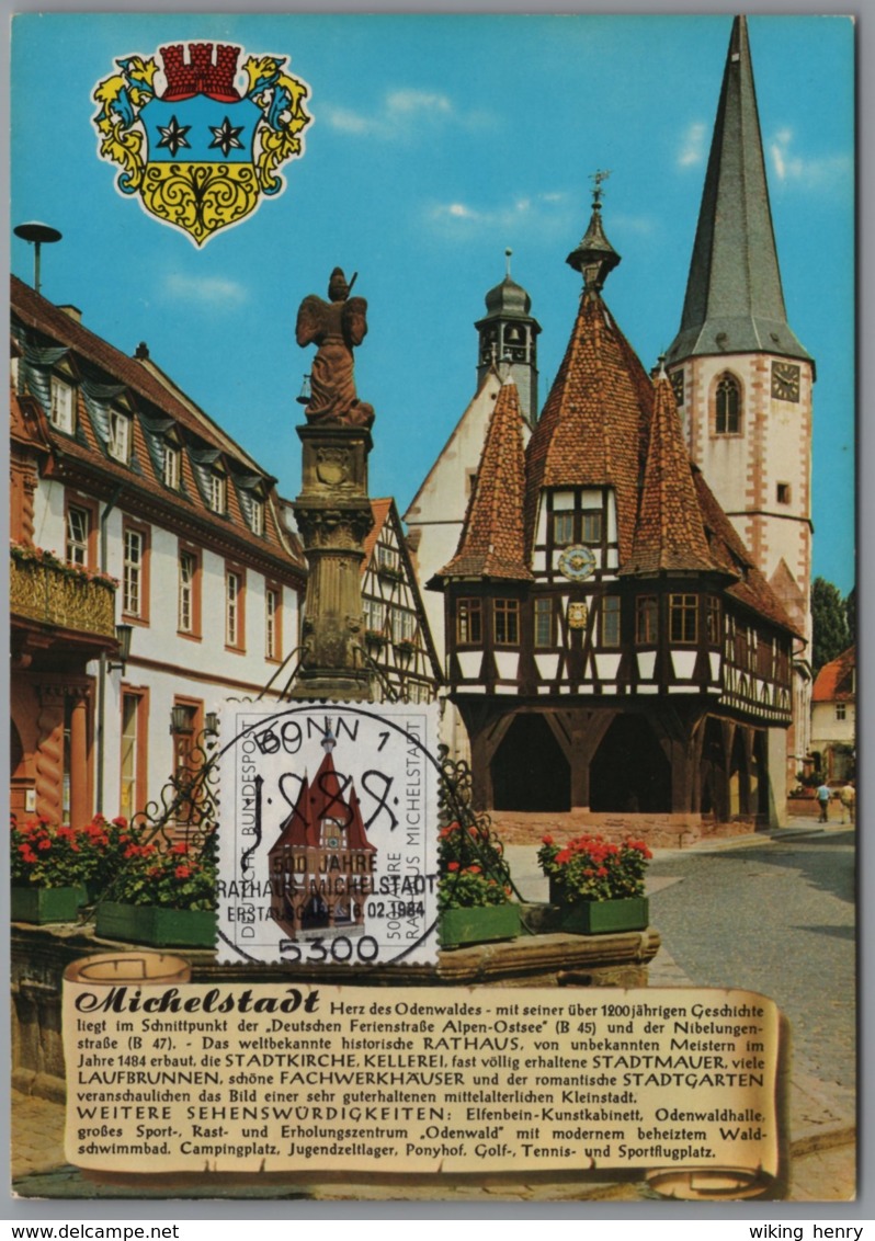 Michelstadt - 500 Jahre Rathaus Ersttagsstempel Und Briefmarke - Michelstadt