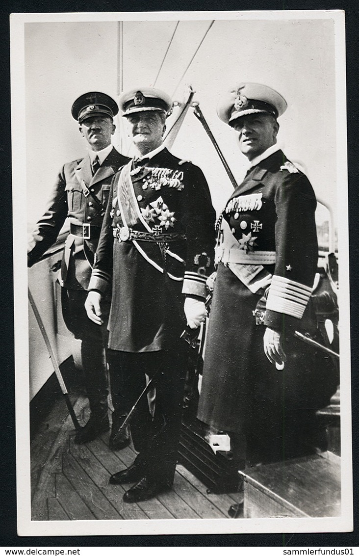 AK/CP Hitler  Horthy   Admiral Raeder   Prinz Eugen   Propaganda Nazi Ungel/uncirc  1938  Erhaltung/Cond. 1-  Nr. 00923 - Guerra 1939-45