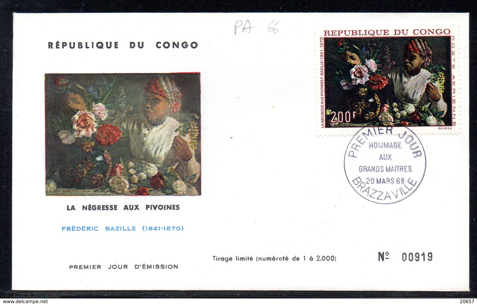 Congo A 066 Fdc Frédéric Bazille, Pivoine - Autres & Non Classés