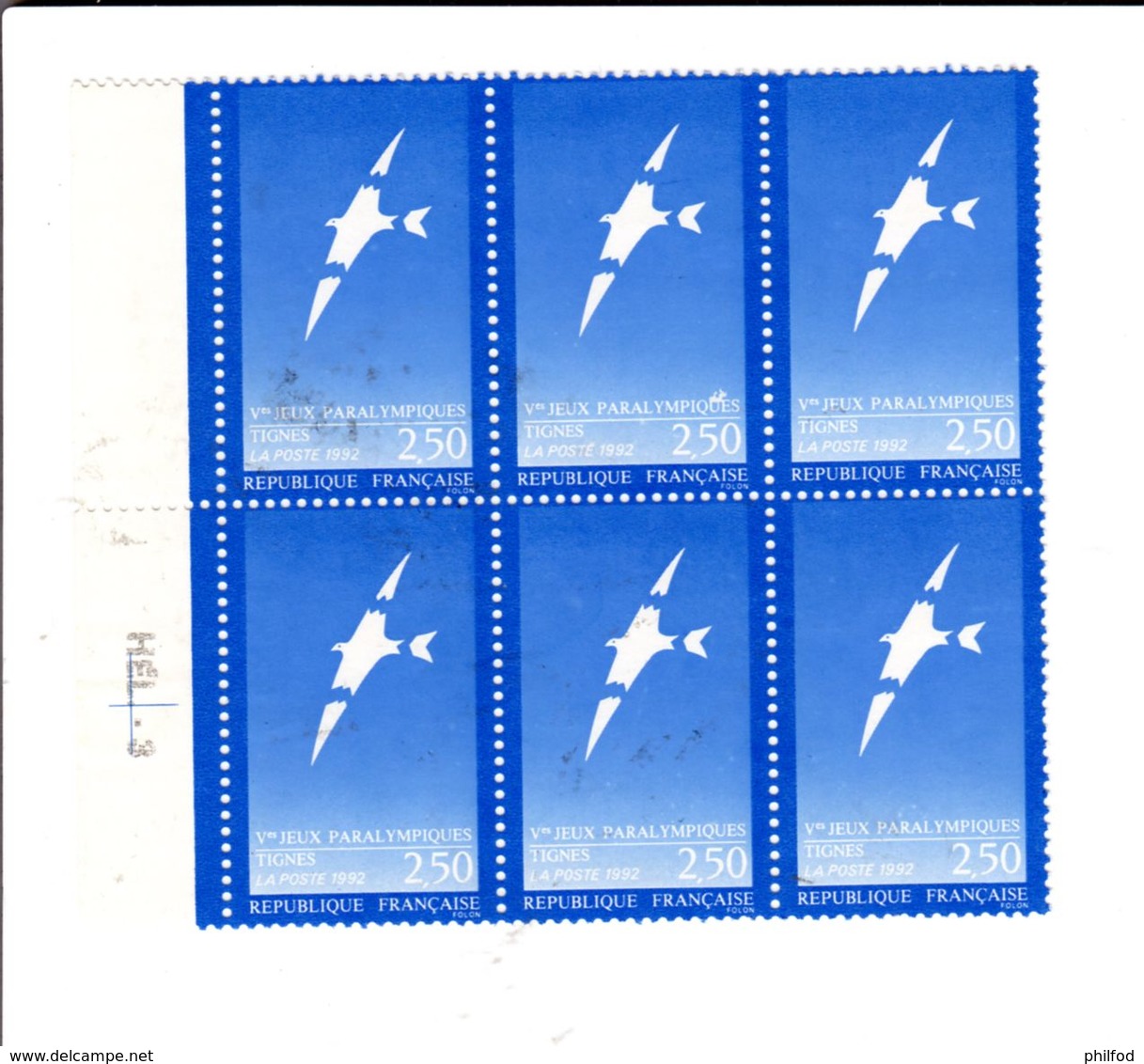 1991 -  N° 2734 - 5ème Jeux Paraolympique à Tignes: Oiseau Aux Ailes Brisées De Folon - Bloc  De  6 Timbres - Neuf - Unused Stamps