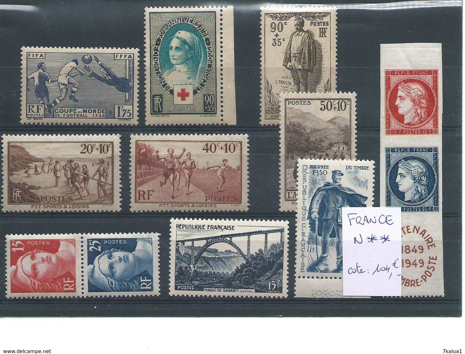 FRANCE : Petit Lot Semi Moderne Neuf **, 12 Timbres, Cote 104 €. - Collections (without Album)