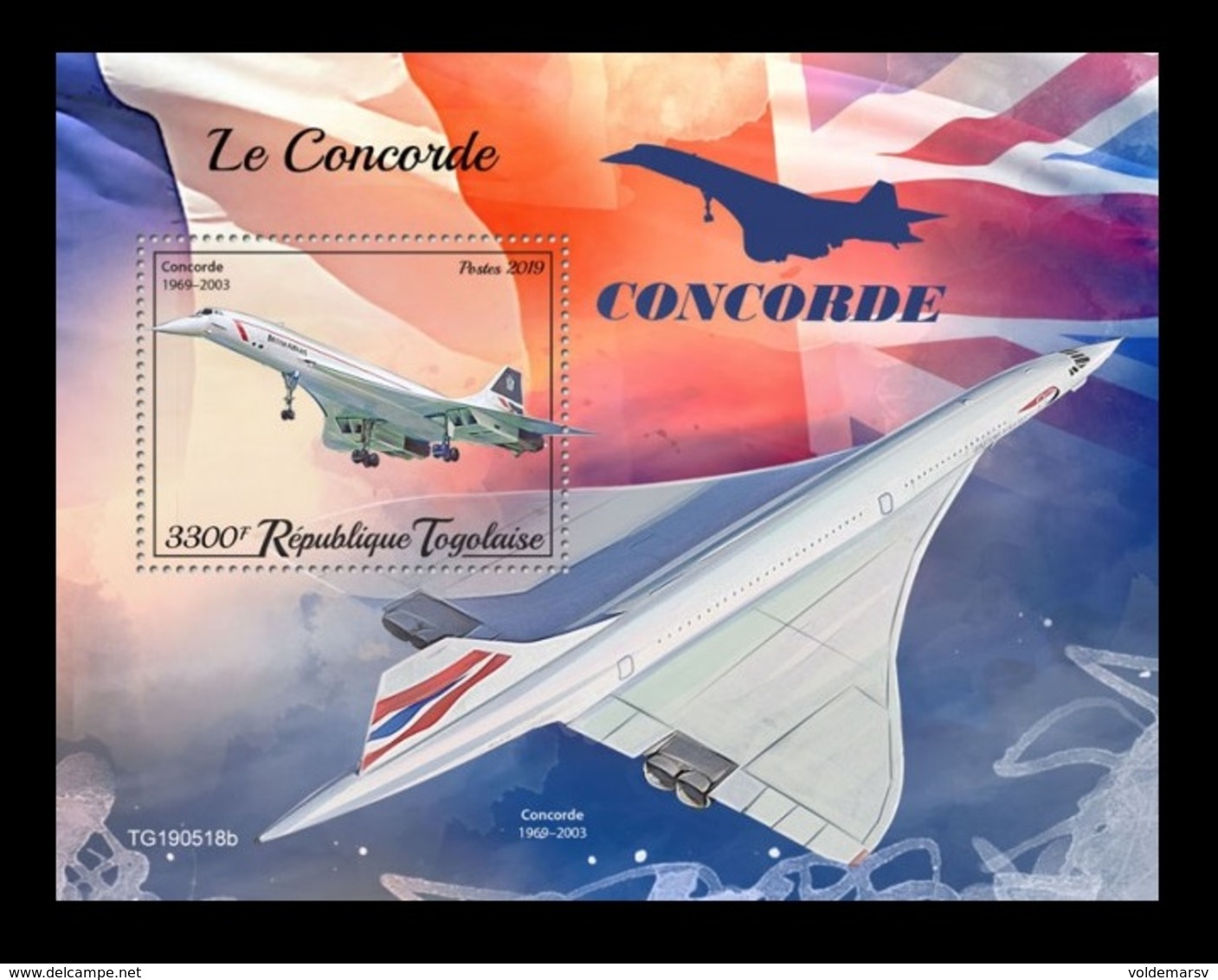 Togo 2019 Mih. 10665 (Bl.1926) Aviation. Supersonic Airliners Concorde MNH ** - Togo (1960-...)