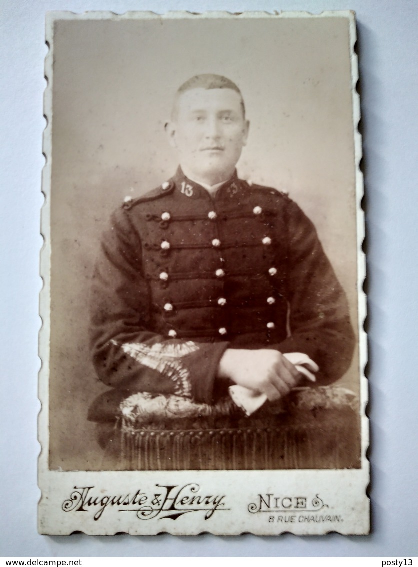 CDV NICE - Portrait Militaire Gradé Du 13 ème Régiment De Dragons - Photo Auguste Et Henry, Nice - TBE - Guerre, Militaire