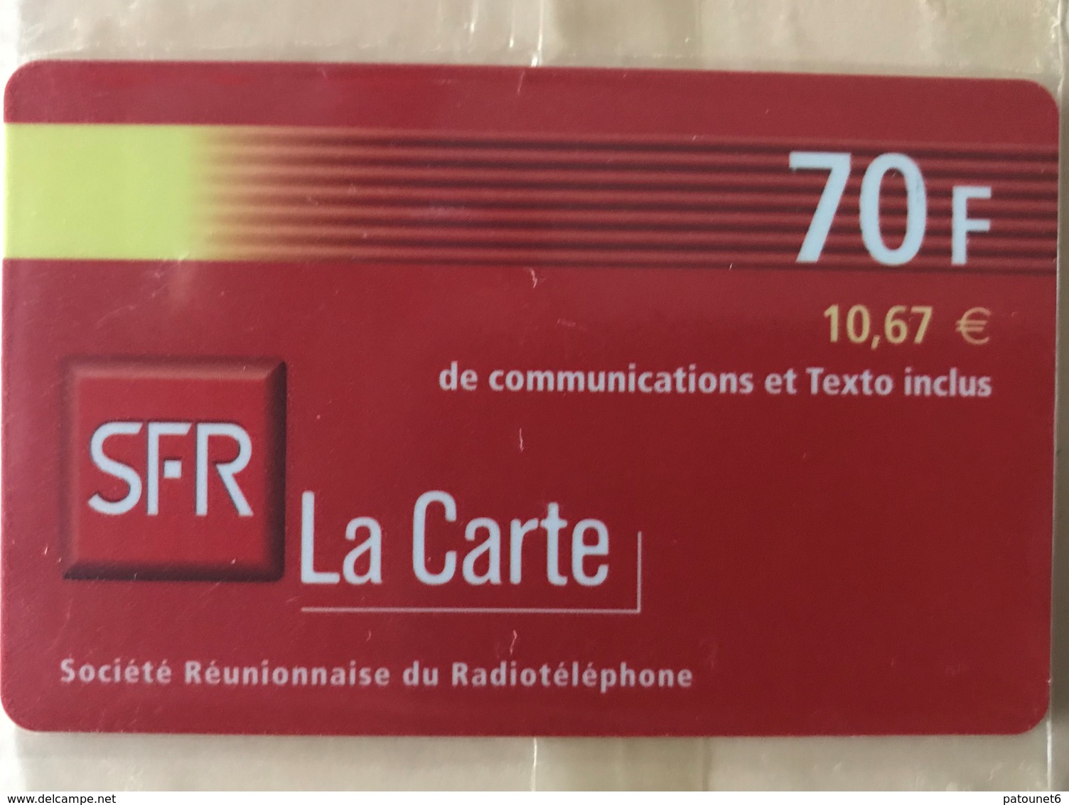 REUNION  -  Recharge SFR  -  70 F (10,67 Euros) - Reunion