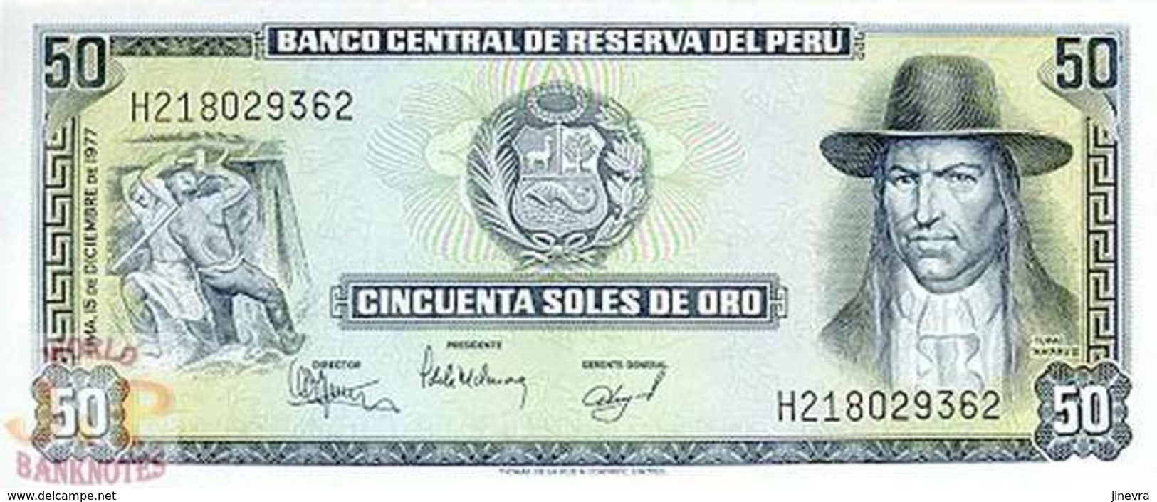 PERU' 50 SOLES ORO 1977 PICK 113 UNC - Peru