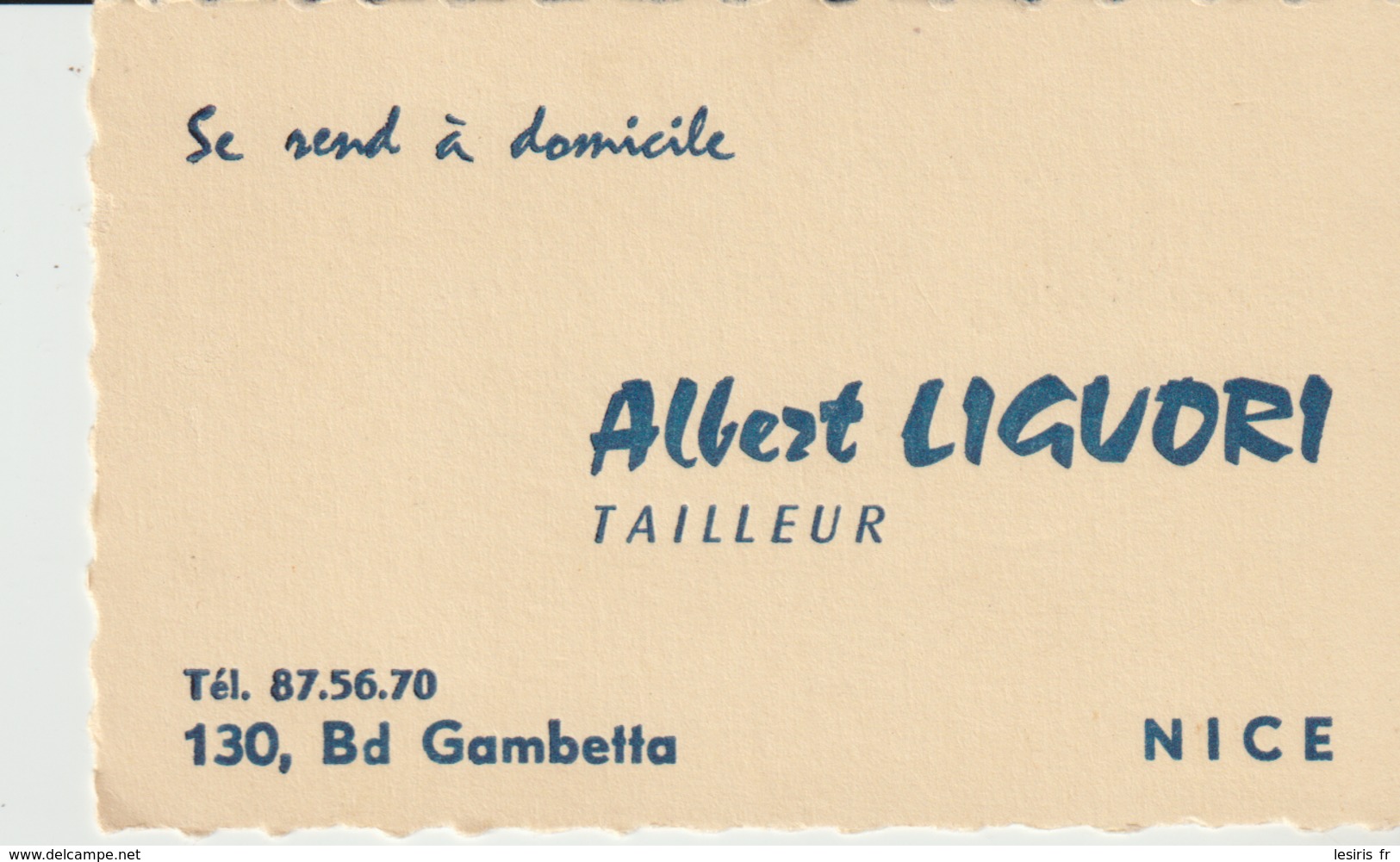 CARTE DE VISITE - ALBERT LIGUORI - TAILLEUR - NICE - BD GAMBETTA - SE REND A DOMICILE - 1967 - Tarjetas De Visita