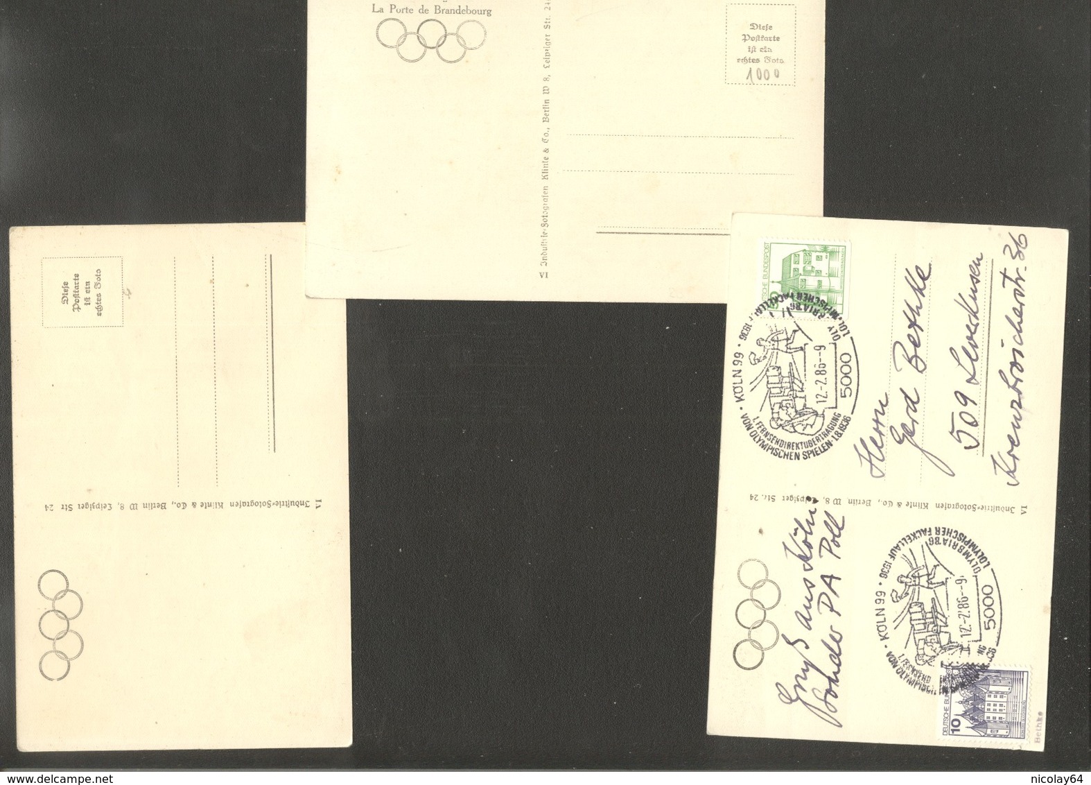 Olympic 1936 Berlin 3 Cards Of Germany - Ete 1936: Berlin