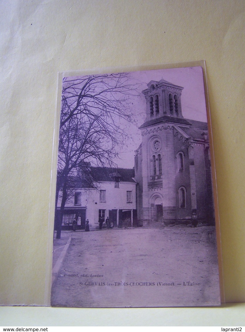 SAINT-GERVAIS-LES-TROIS-CLOCHERS (VIENNE)  LES COMMERCES. LES MAGASINS. L'EGLISE. - Saint Gervais Les Trois Clochers