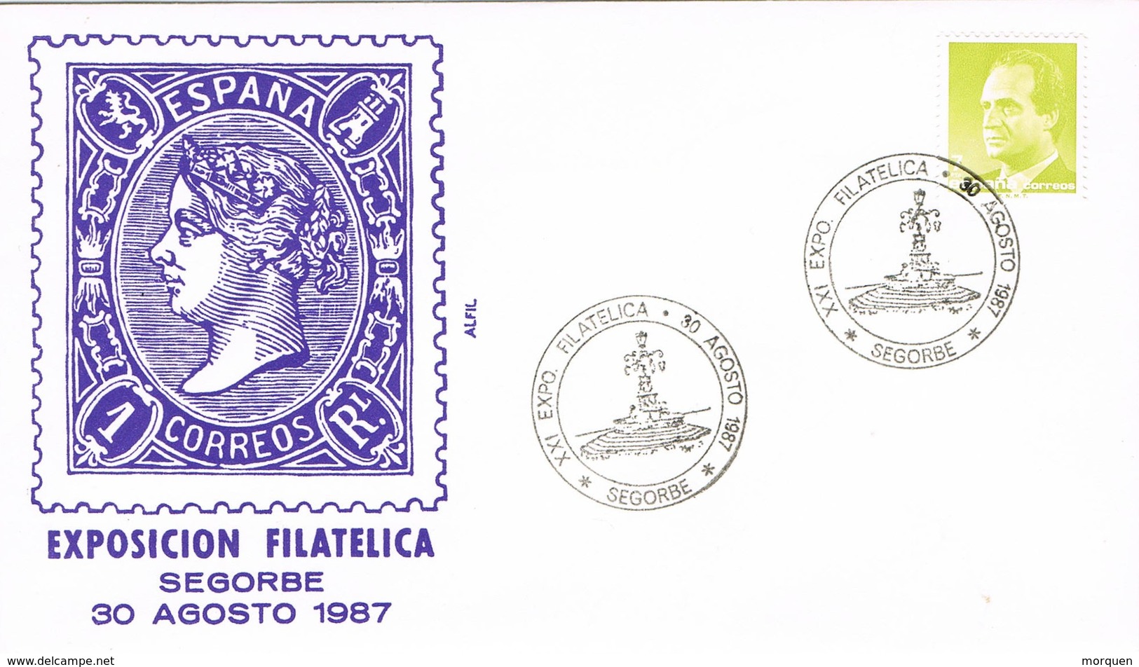 35225. Carta SEGORBE (Castellon) 1987. Exposicion Filatelica. Plaza De Agua Limpia, Farol - Cartas & Documentos