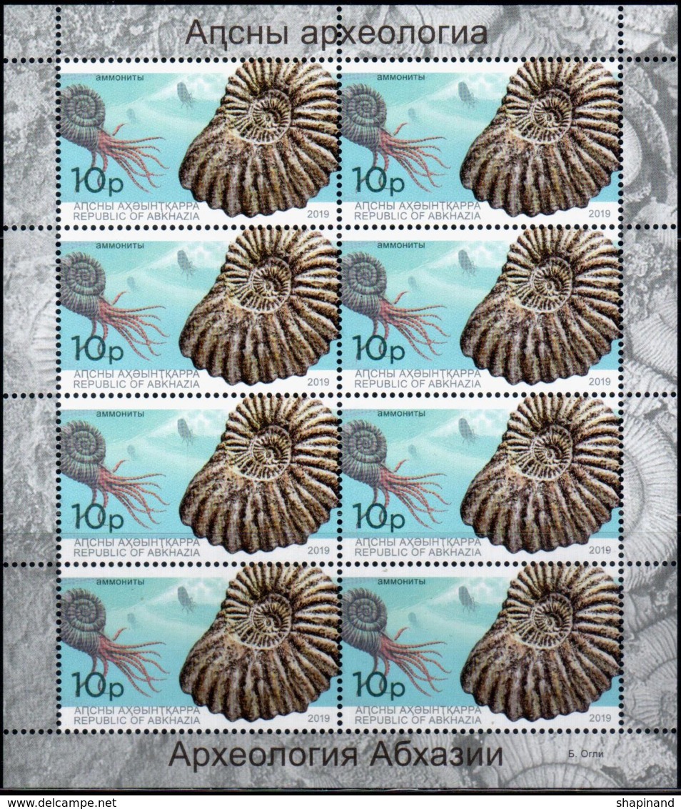 Abkhazia 2019. "Molluscs, Ammonites. Archaeology" Sheet Perforated. Quality:100% - Neufs