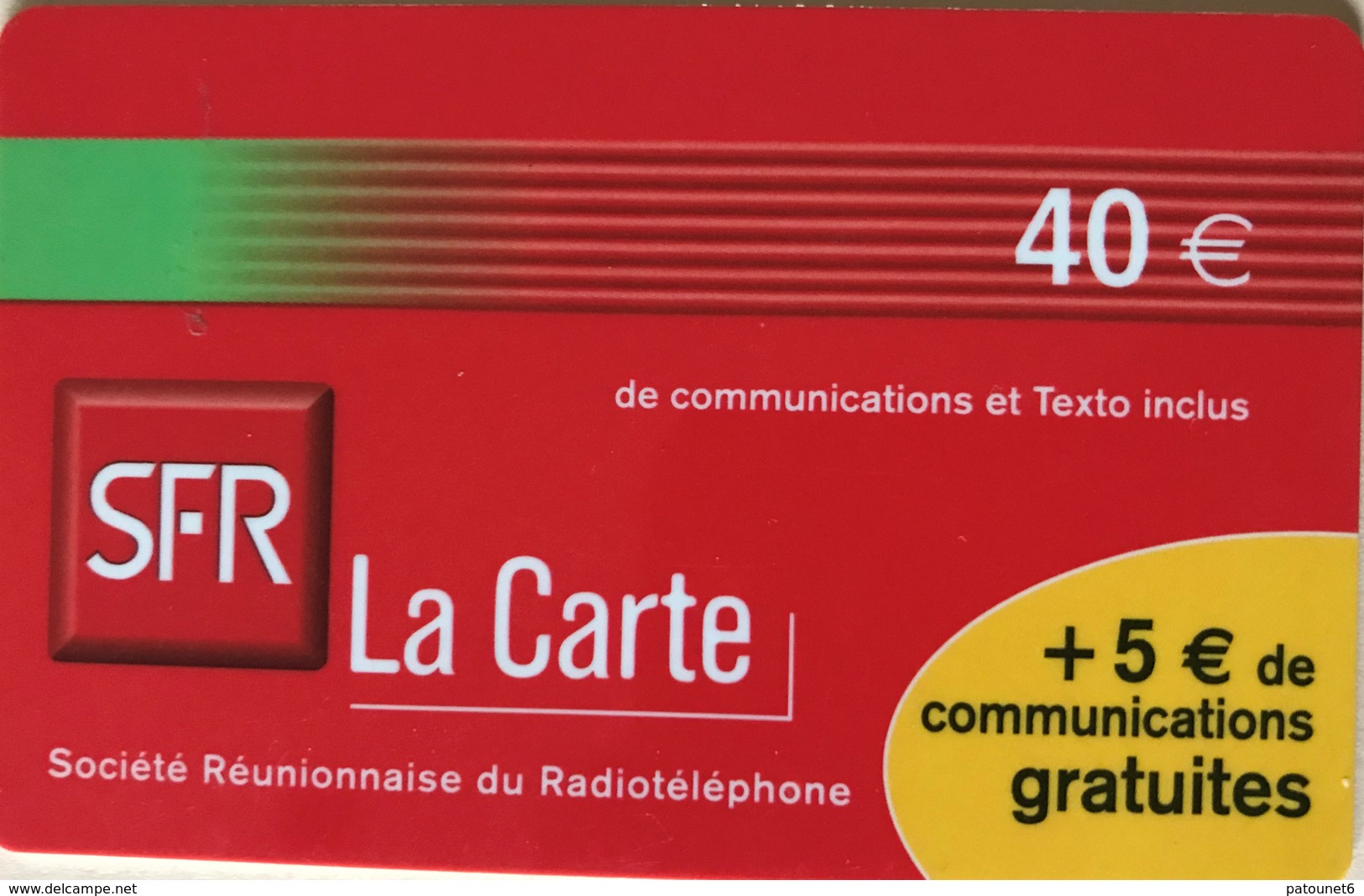 REUNION - Recharge SFR La Carte - 40 Euros + 5 - Reunion