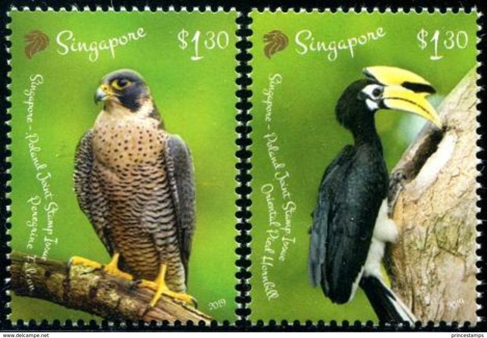 Singapore (2019)  - Set -   /  Joint Issue With Poland - Falcon - Birds Of Prey - Emisiones Comunes