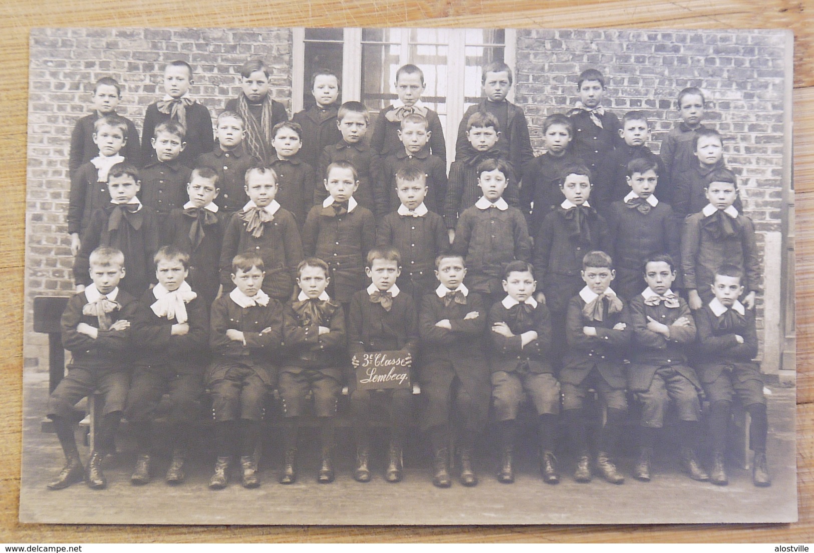 Lembeek 1912 Cpa Pk Fotokaart Schoolfoto 3e Classe Broeders Christelijke Scholen - Halle