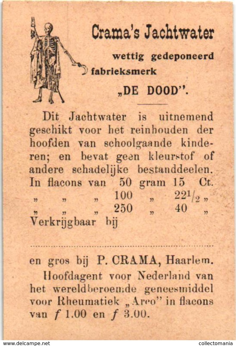 4  Cards Chromo 's Pub.Crama's Jachtwater Fabrieksmerk "De Dood"  Haarlem Reinhouden Van  Kinderen Lovers - Andere & Zonder Classificatie