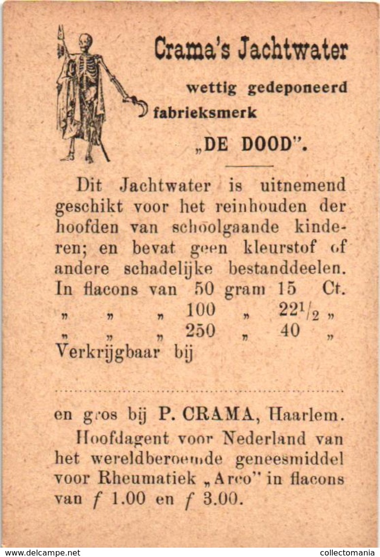 6 Cards Chromo 's Pub.Crama's Jachtwater Fabrieksmerk "De Dood"  Haarlem Dressed Donkeys