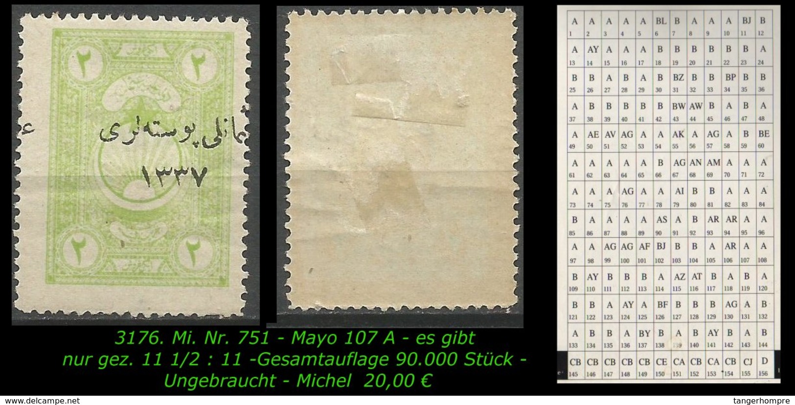 TURKEY ,EARLY OTTOMAN SPECIALIZED FOR SPECIALIST, SEE.. Mi. Nr. 751 - Mayo 107 A - 1920-21 Kleinasien