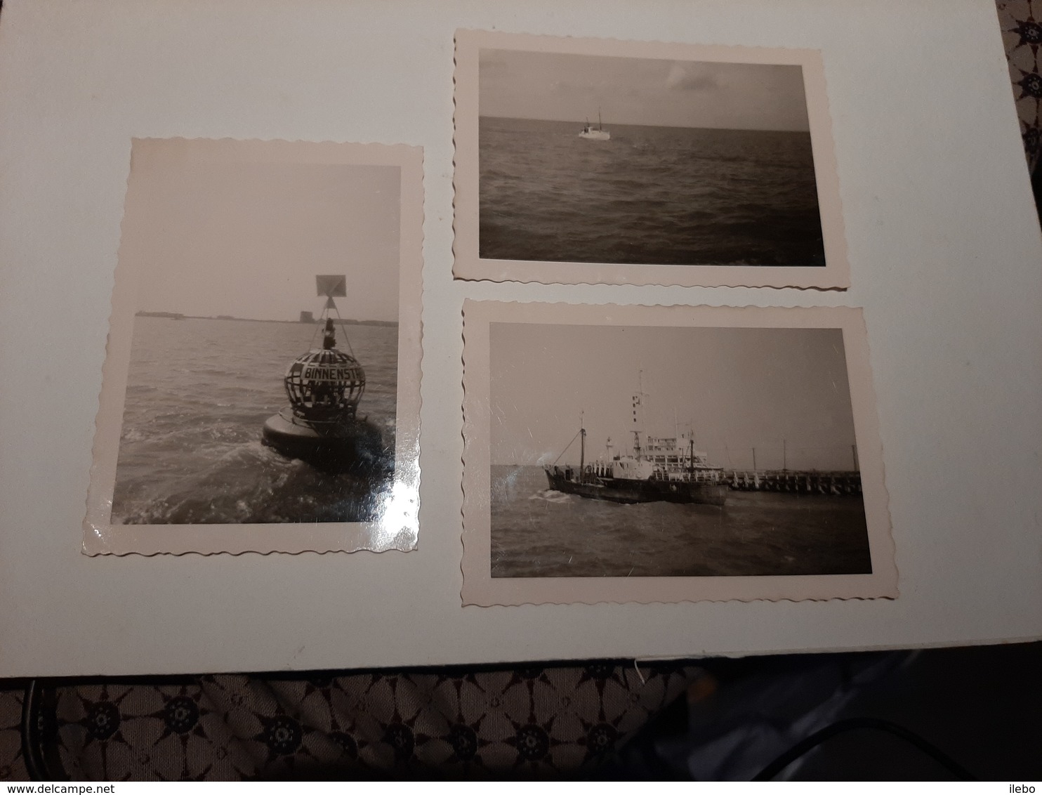 Lot 3 Photos Vintage Port Ostende Aout 1963 Bateau Pêche Bouée Marine - Autres & Non Classés