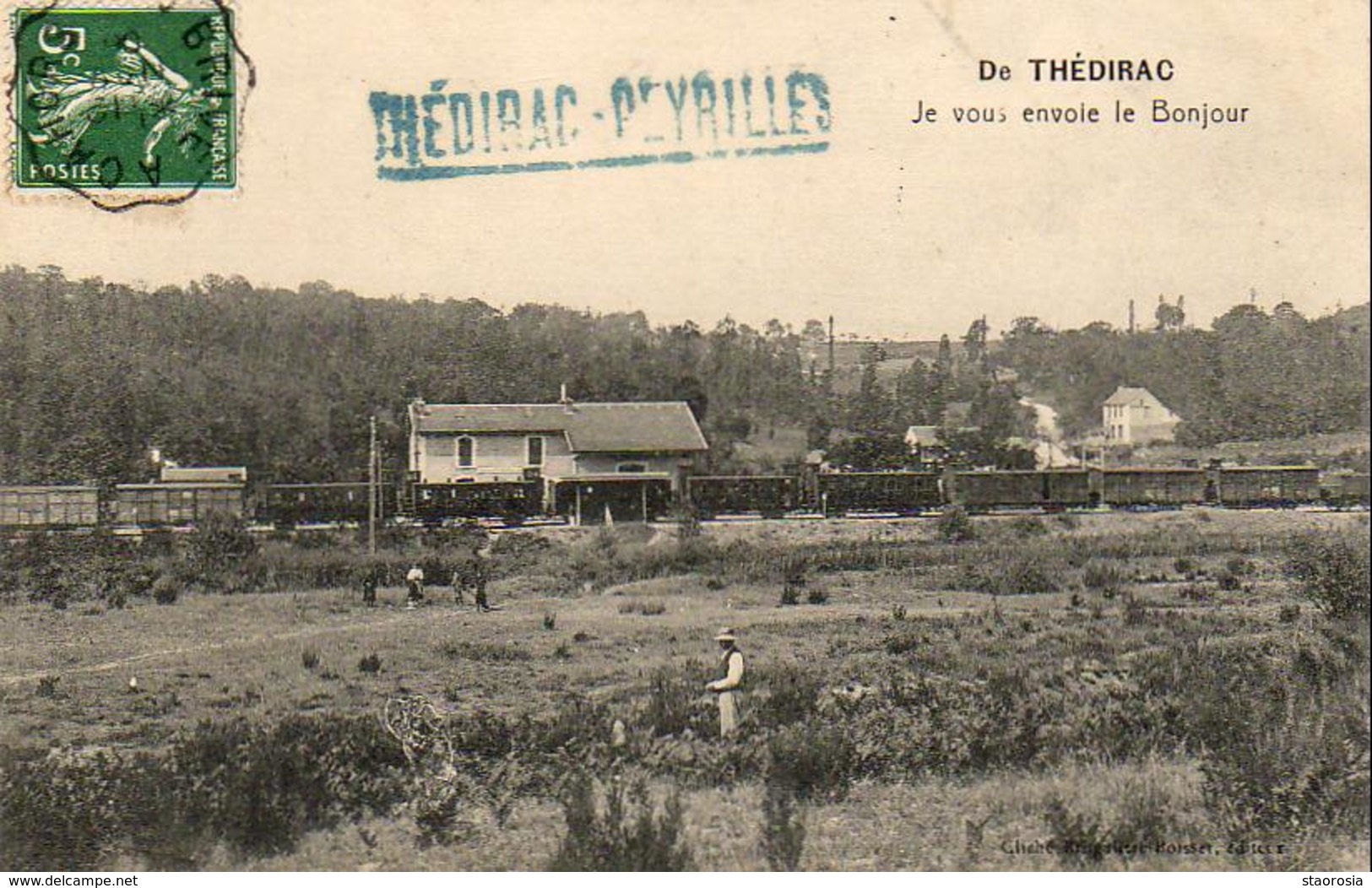 D46  THÉDIRAC  De Thédirac Je Vous Envoie Le Bonjour  ...... Vue De La Gare Avec Train Et Cachet Thédirac Peyrilles - Sonstige & Ohne Zuordnung