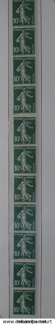 R1189/404 - 1923/1928 - TYPE SEMEUSE CAMEE - ROULETTE De 11 TIMBRES - N°17 (159e IV) TIMBRES NEUFS** - Roulettes