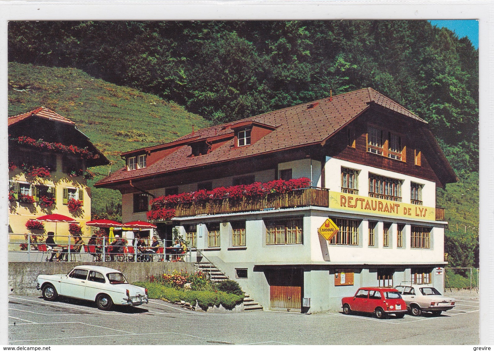 Les Sciernes D'Albeuve, Restaurant De Lys, Voitures. Enseigne CARDINAL - Albeuve