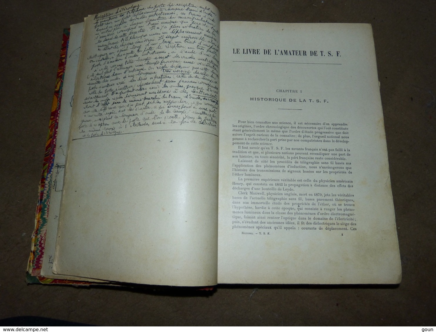 Le Livre De L'amateur De T.S.F. Roussel 1923 Belle Reliure Annotations Du Précédent Proprio - Audio-Video