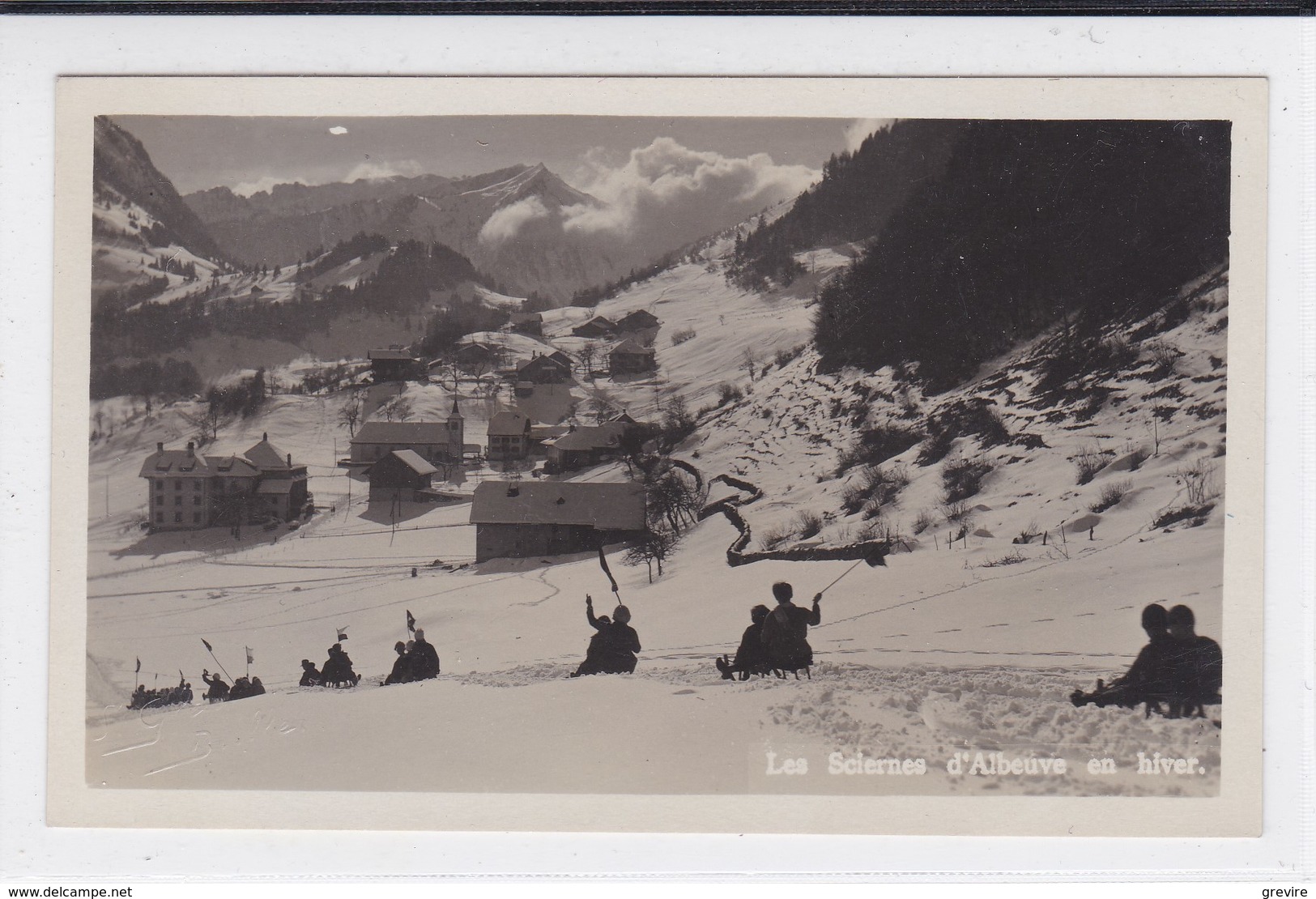 Les Sciernes D'Albeuve En Hiver, Lugeurs - Albeuve