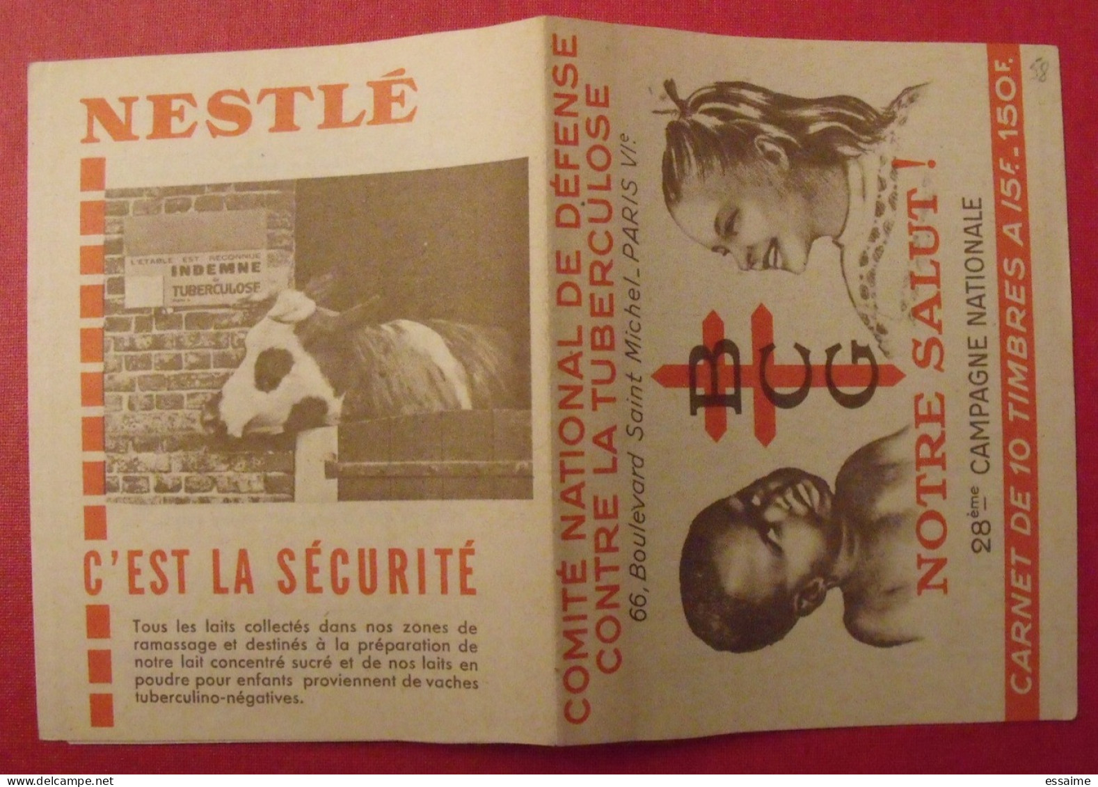 Carnet De Timbres Antituberculeux 1958. Pub Nestlé, Savon. Tuberculose Anti-tuberculeux. - Antituberculeux