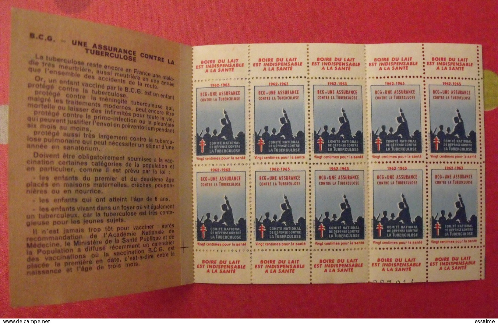 Carnet De Timbres Antituberculeux 1962-63. Pub Buvez Du Lait, Savon. Tuberculose Anti-tuberculeux. - Tuberkulose-Serien