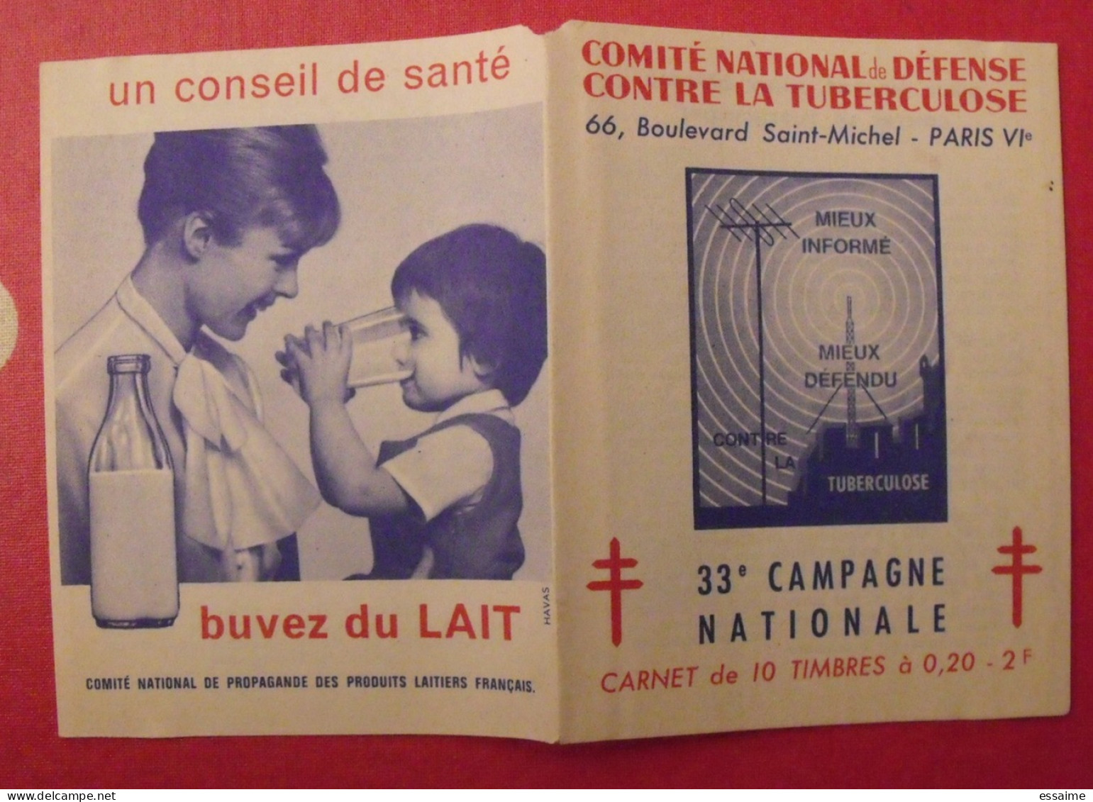 Carnet De Timbres Antituberculeux 1963-64. Pub Buvez Du Lait, Savon. Tuberculose Anti-tuberculeux. - Antituberculeux