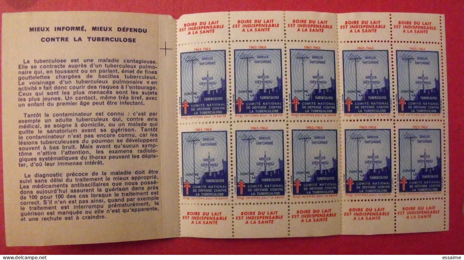 Carnet De Timbres Antituberculeux 1963-64. Pub Buvez Du Lait, Savon. Tuberculose Anti-tuberculeux. - Antituberculeux