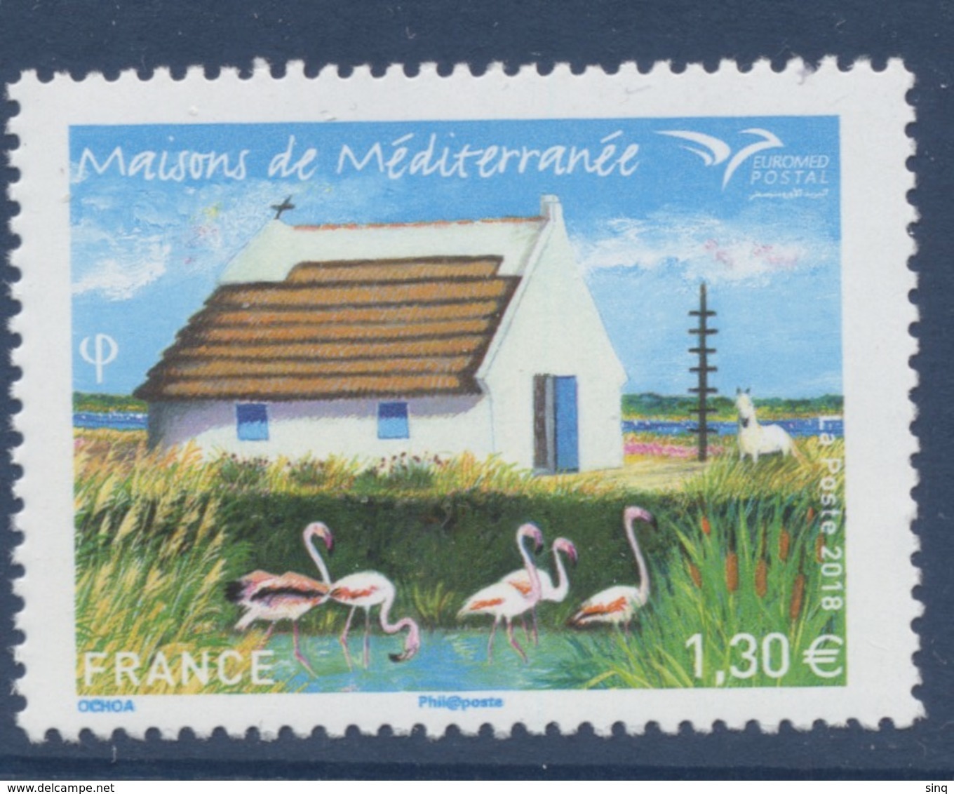 N° 5246 Habitat Traditionnel Méditérranéen Faciale 1,30 € - Unused Stamps