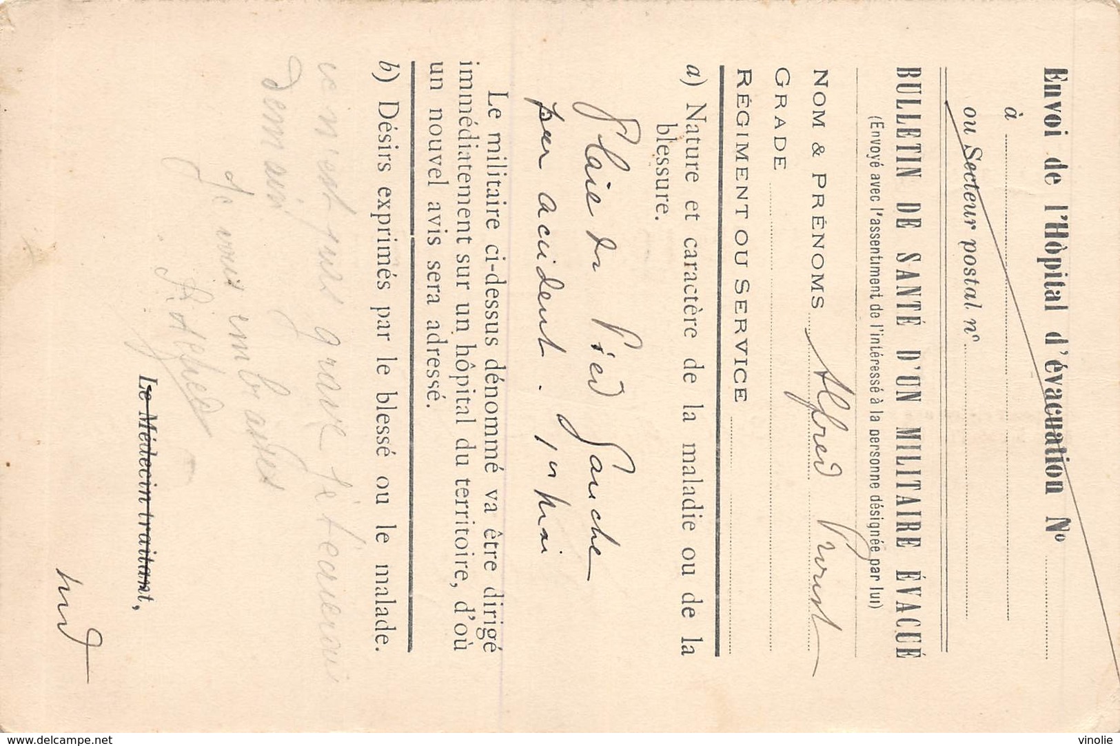 20-189 : CARTE POSTALE MILITAIRE.  SANITAIRE. CROIX-ROUGE - Lettres & Documents