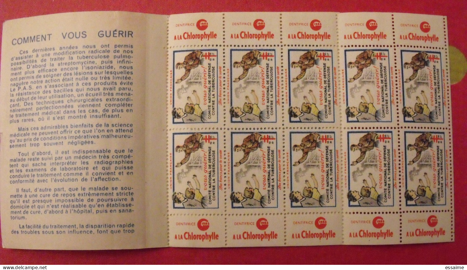 Carnet De Timbres Antituberculeux 1956. Pub Nestlé Gibbs . Tuberculose Anti-tuberculeux. - Tegen Tuberculose