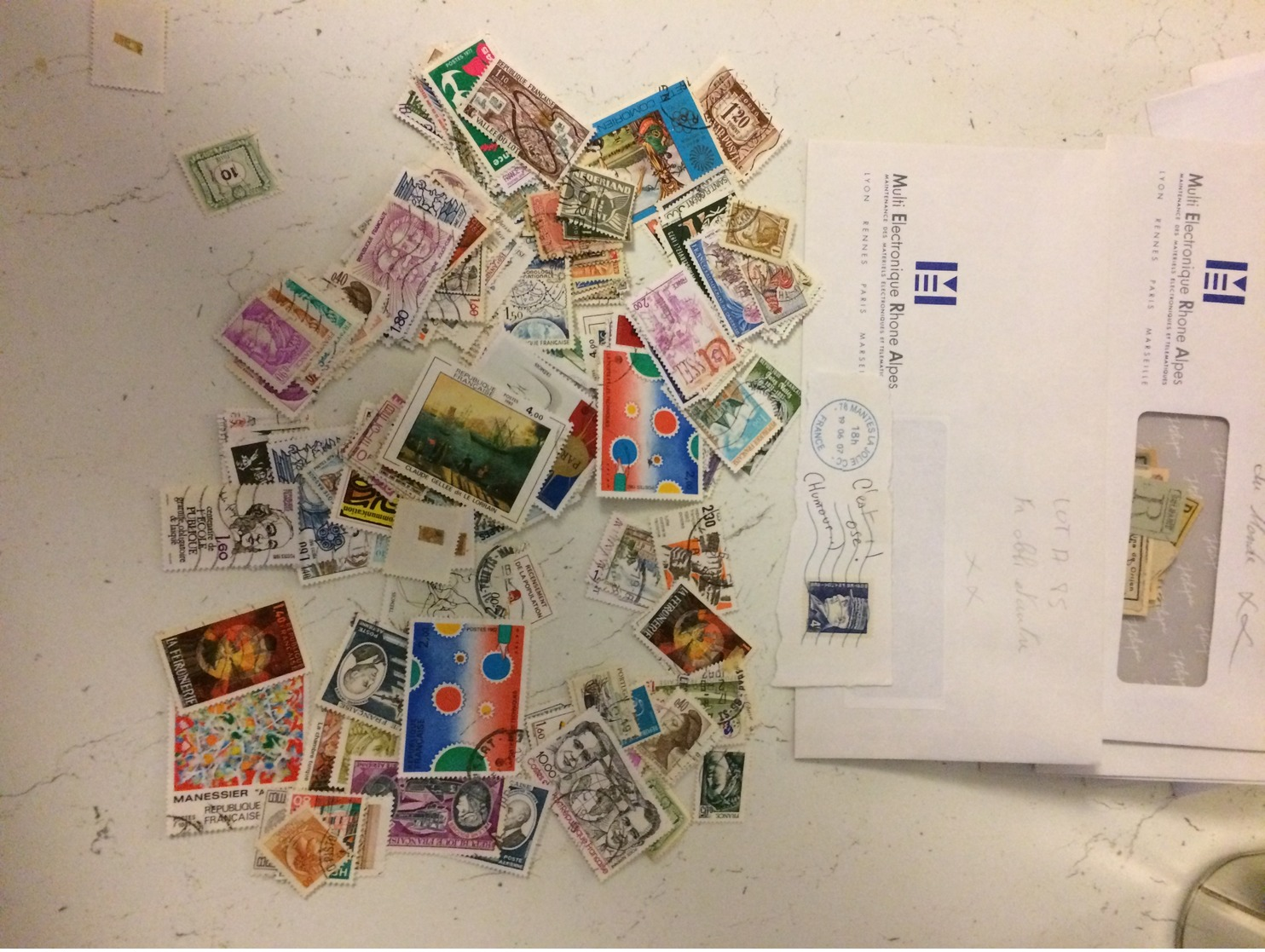 Lot timbres oblitérés Français Pays + Recommandé du Monde plusieurs centaines voir photos Flammes