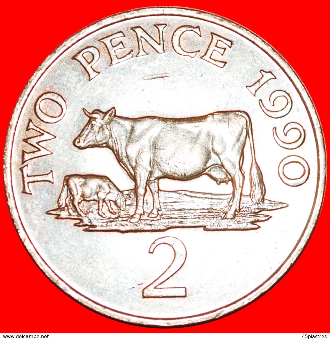 + COW (1985-1990): GUERNSEY ★ 2 PENCE 1990! LOW START ★ NO RESERVE! - Guernsey