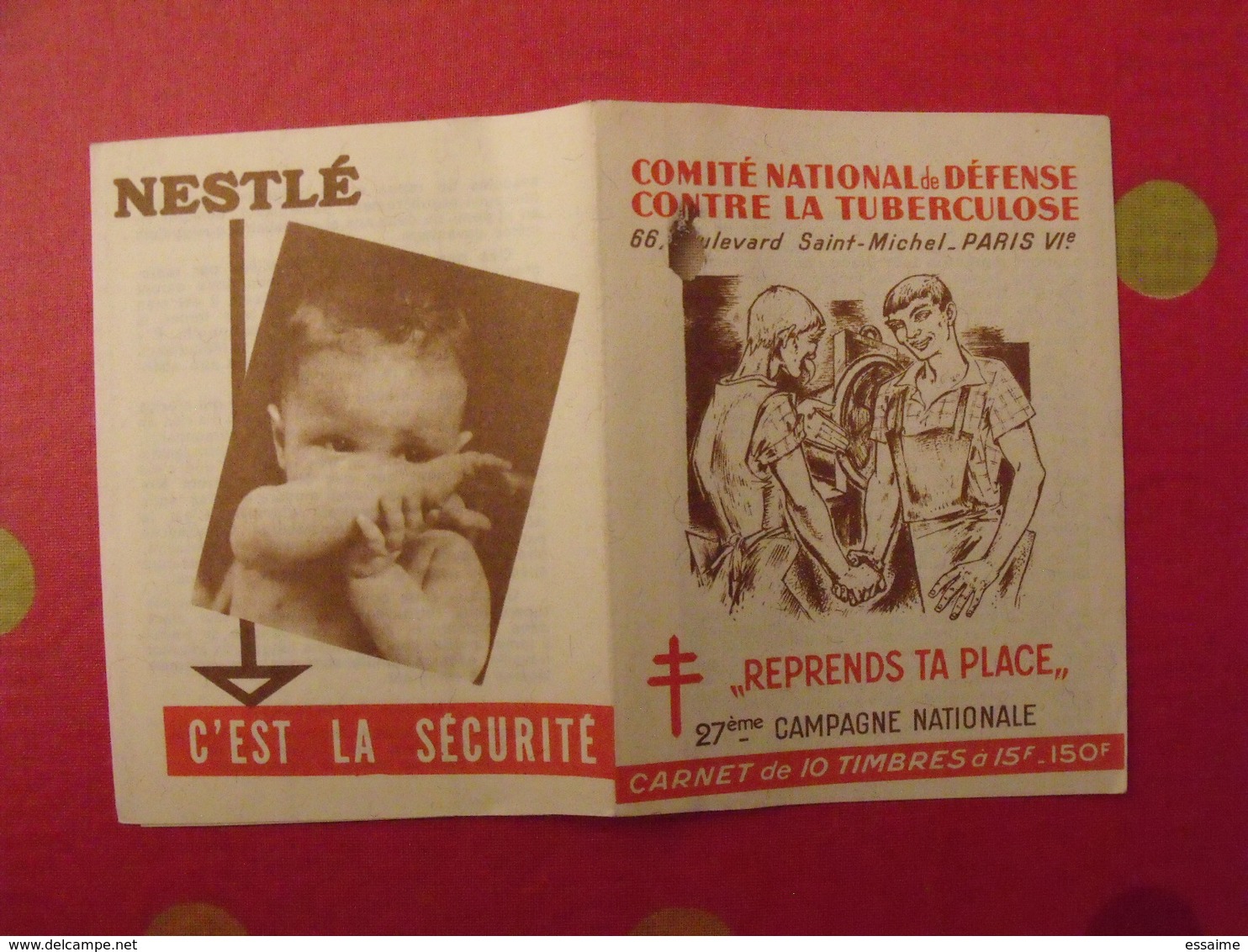 Carnet De Timbres Antituberculeux 1957-58. Pub Nestlé . Tuberculose Anti-tuberculeux. - Tegen Tuberculose