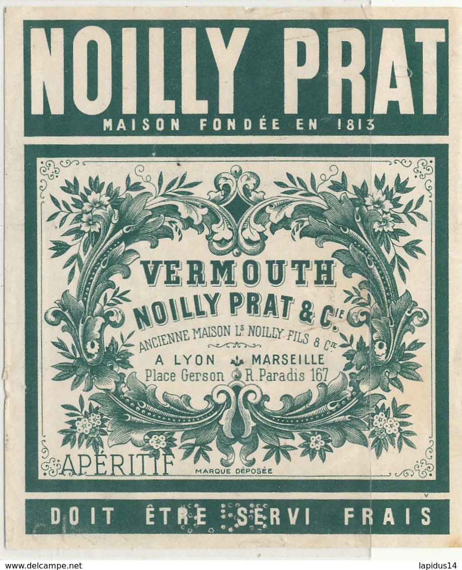 AN 722 / ETIQUETTE    VERMOUTH   NOILLY PRAT & Cie  MARSEILLE - Other & Unclassified