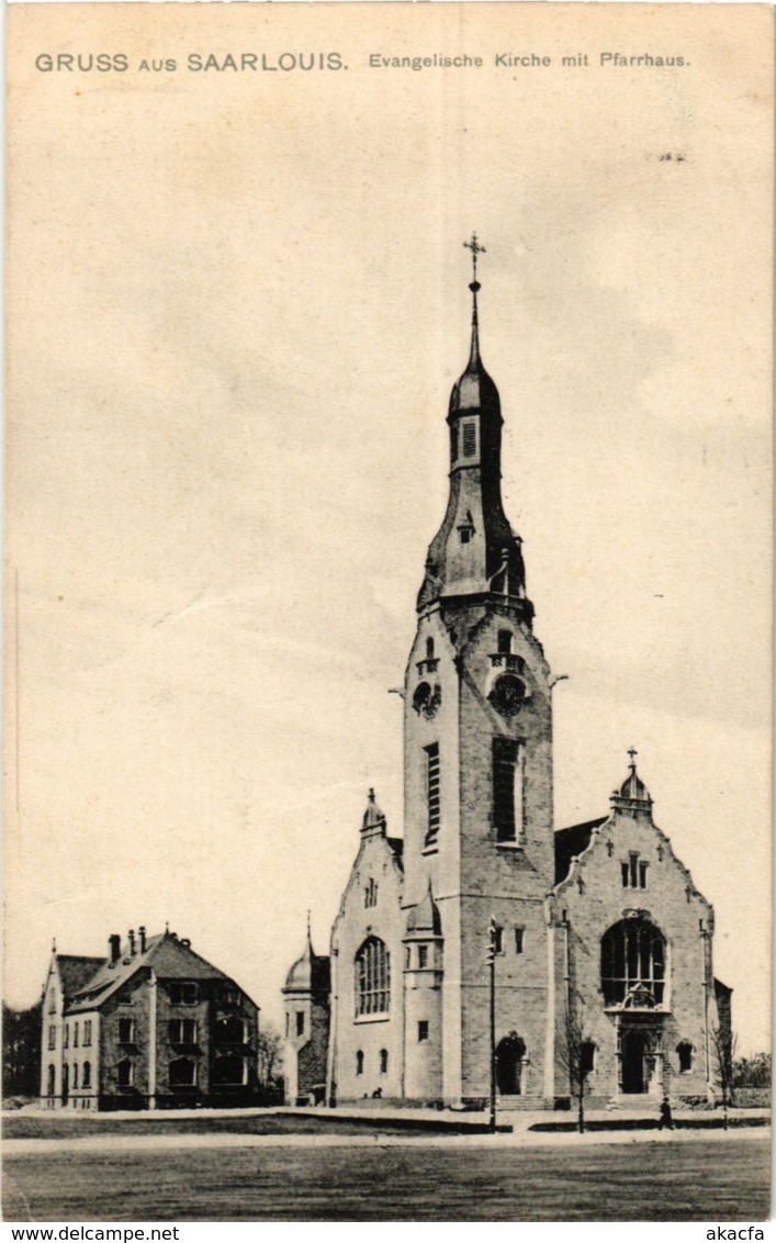 CPA AK Saarlouis Evangelische Kirche Mit Pfarrhaus GERMANY (939492) - Kreis Saarlouis