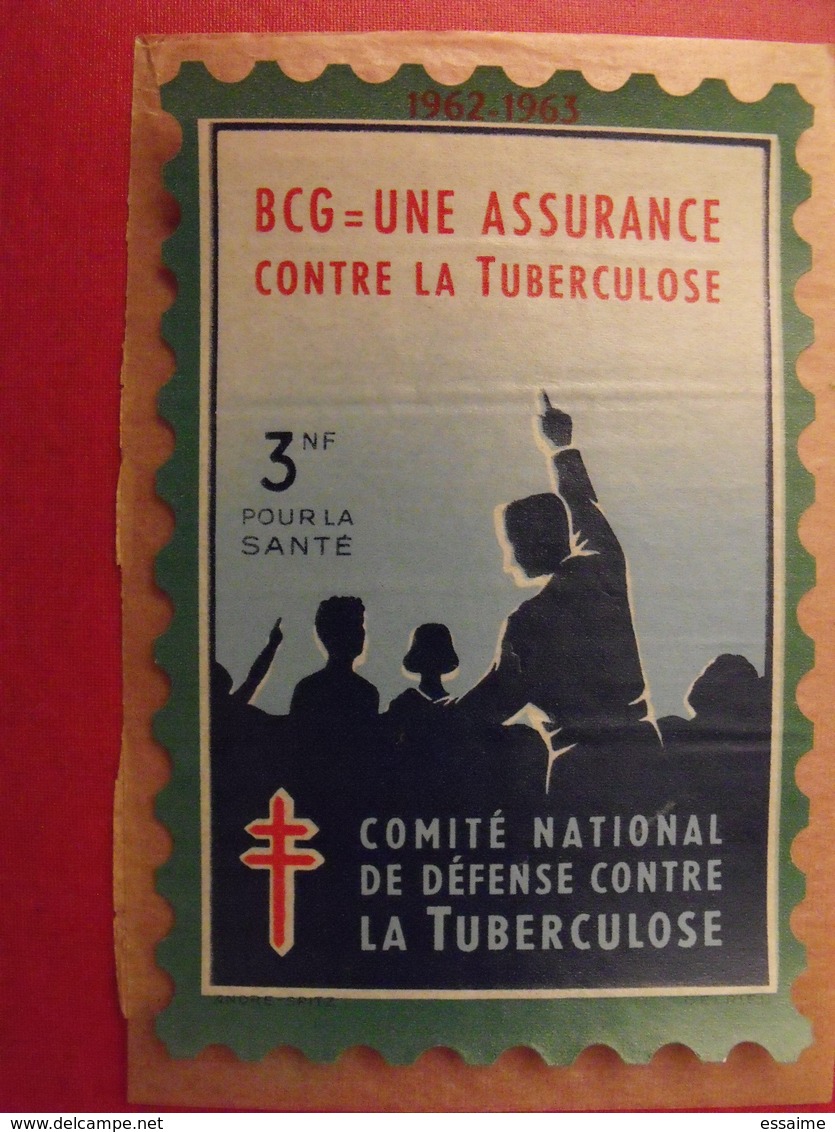 Grand Timbre Affiche Anti-tuberculeux Pour Auto, Vitrine, Voiture 1962-63. 3 Fr.  Tuberculose Antituberculeux - Antituberculeux