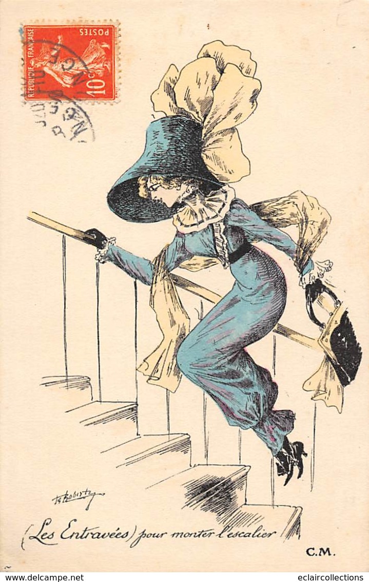 Illustrateur      Roberty       Mode.  Chapeau. Les Entravées Pour Monter L'escalier    (voir Scan) - Other & Unclassified