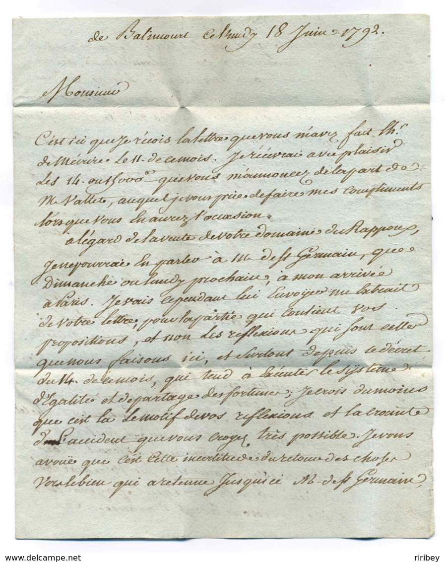 72 PONTOISE   Ecrite De Batincourt / Dept De Seine Et Oise / 18 Juin 1792 - 1701-1800: Precursores XVIII