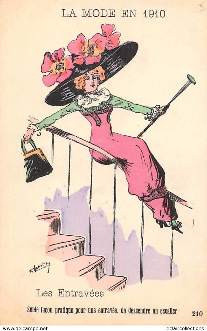 Illustrateur      Roberty       Mode.1910   Chapeau. Les Entravées Descendre Un Escalier     (voir Scan) - Other & Unclassified