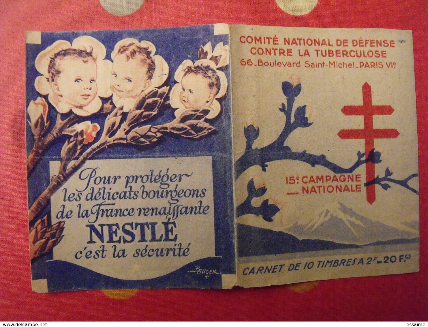 Carnet Vide Anti-tuberculeux 1945. 15ème Campagne . 20 Fr.  Tuberculose Antituberculeux - Antitubercolosi