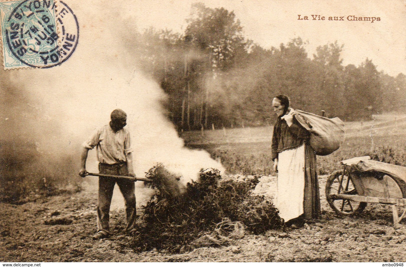 LA VIE AUX CHAMPS  Couple Brûle Des Broussailles Brouette éditeur Bergeret état Voir Scan - Sonstige & Ohne Zuordnung