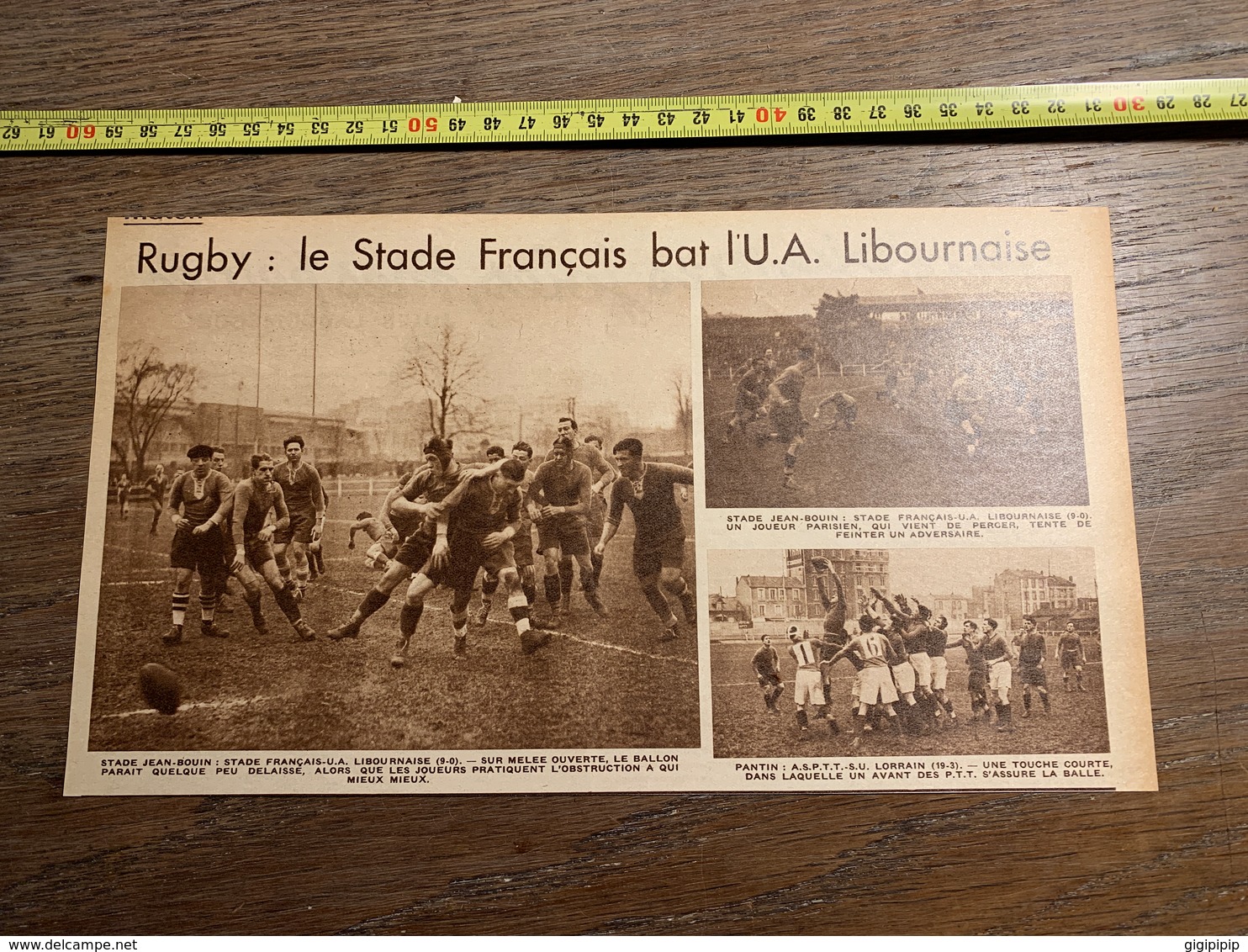 1934 M RUGBY STADE FRANCAIS BAT L U A LIBOURNAIS LIBOURNE JEAN BOUIN / PANTIN - Collections