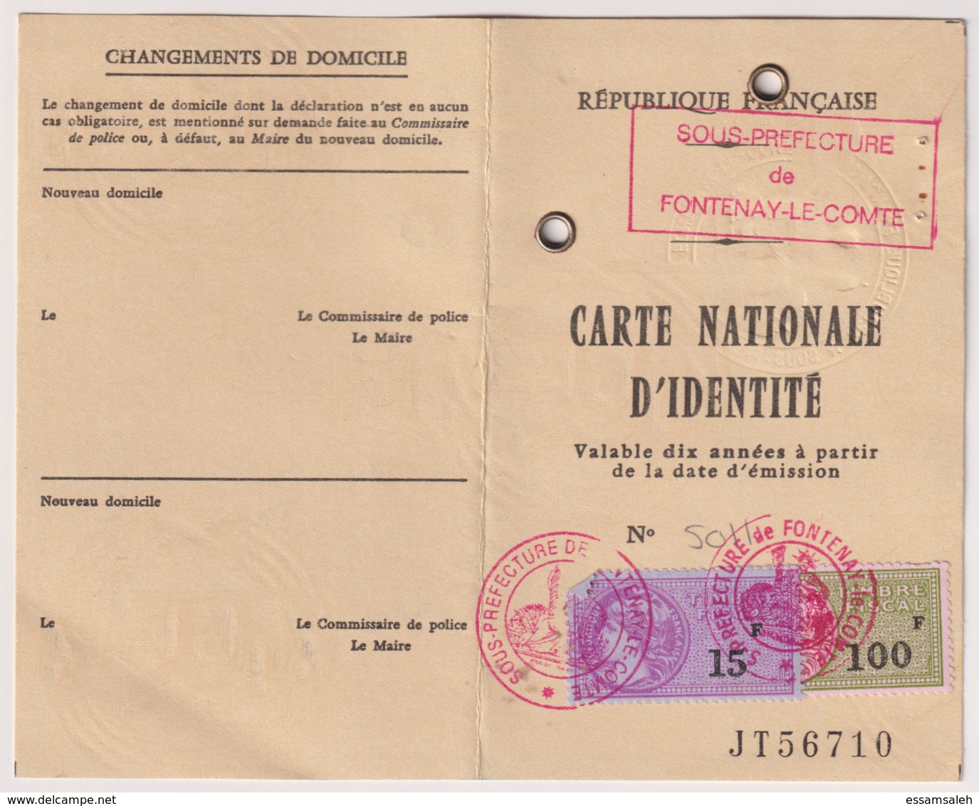 FRD18021 France 1989 Egypt Alexandria Consulat / National ID Card / Carte With Revenue Stamps - Historical Documents