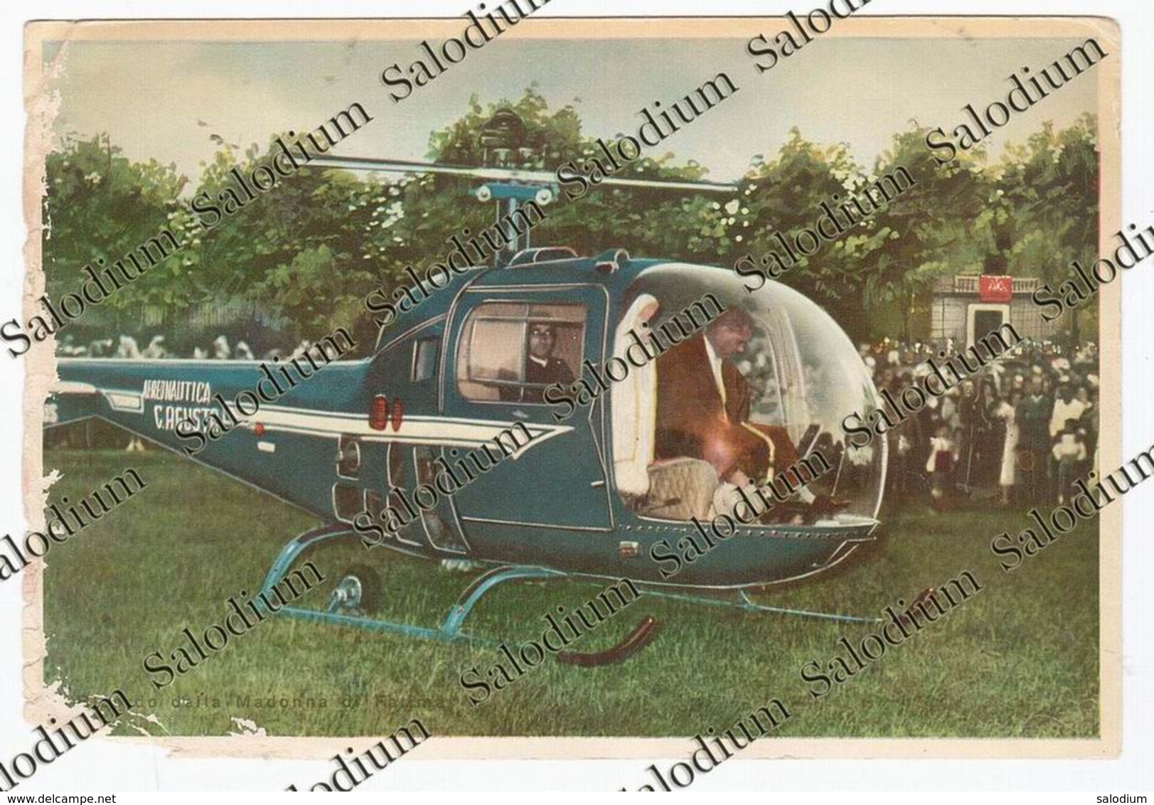 1959 - CERVIA - Madonna Di Fatima Pellegrina - Elicottero G Agusta Helicopter - Ravenna - Foto Satino Holy Card - Luoghi